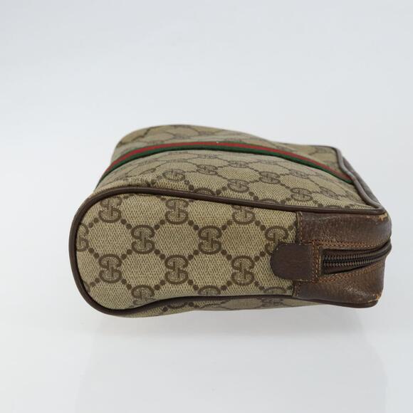 GUCCI GG Supreme Web Sherry Line Clutch Bag PVC Beige Red 75 01 012 Auth th6368